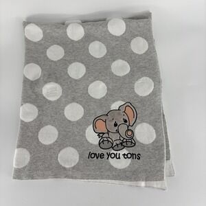 Precious Moments 2019 Baby Blanket Gray White Polka Dot Love You Tons Elephant